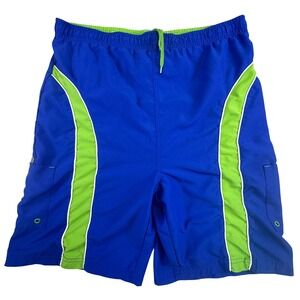 Sand N Sun Swim Trunks Mens Blue Green Athletic Beach Y2K Casual Shorts XL
